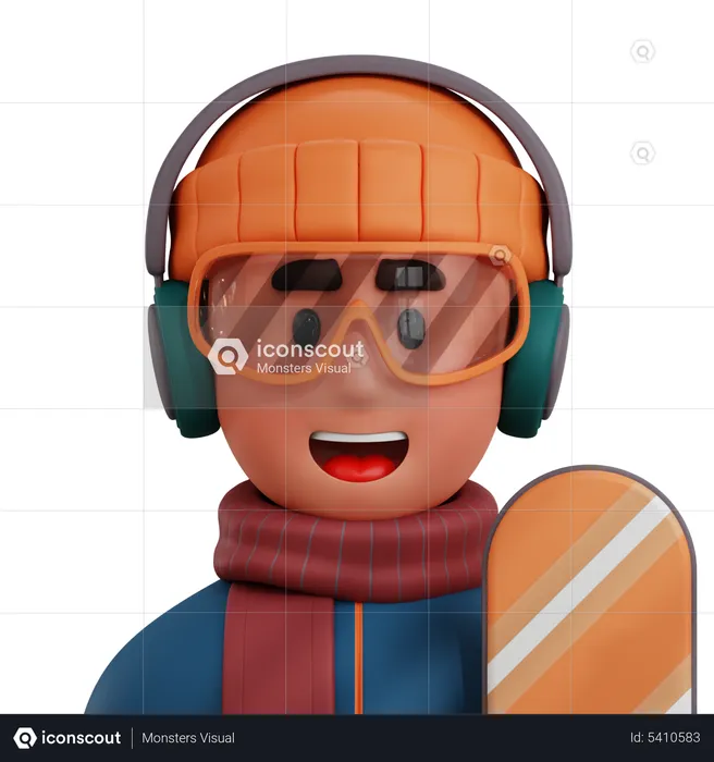 Snowboarder Player  3D Icon