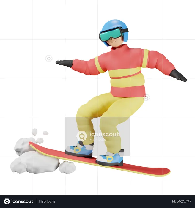 Snowboarder Player  3D Illustration