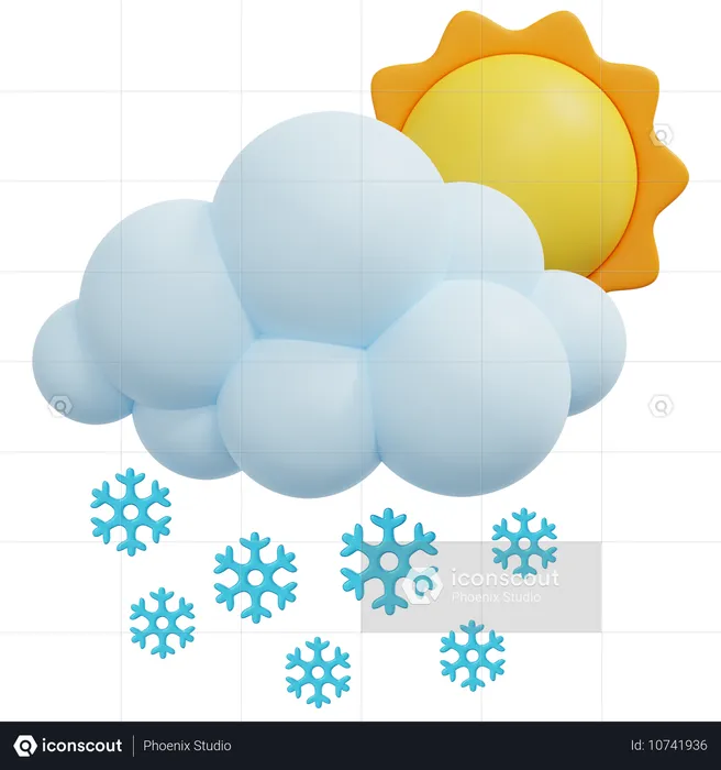 日中の降雪  3D Icon