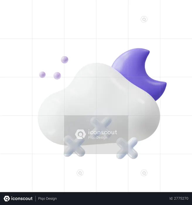 Snowfall in night  3D Illustration