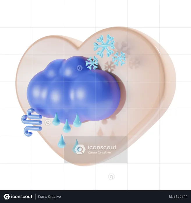 Snowfall With Heart  3D Icon