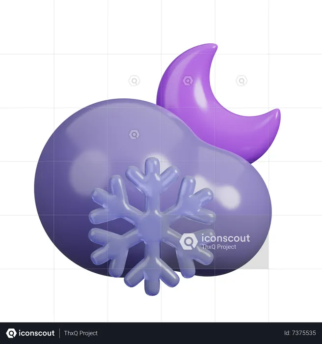 Snowflake at Night  3D Icon