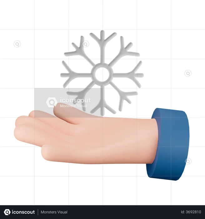 Snowflake With Hand  3D Illustration