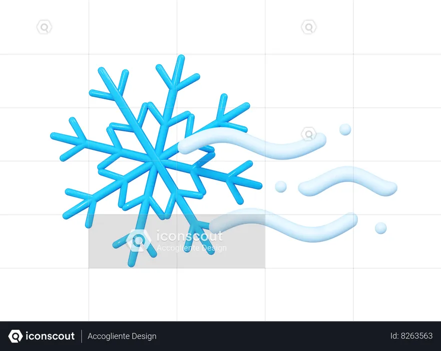 Snowflake With Wind  3D Icon