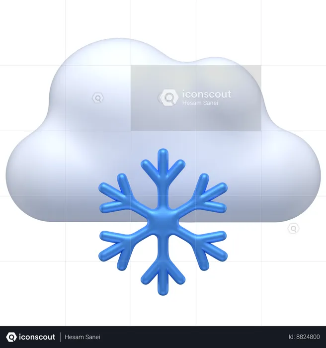 Snowing cloud  3D Icon