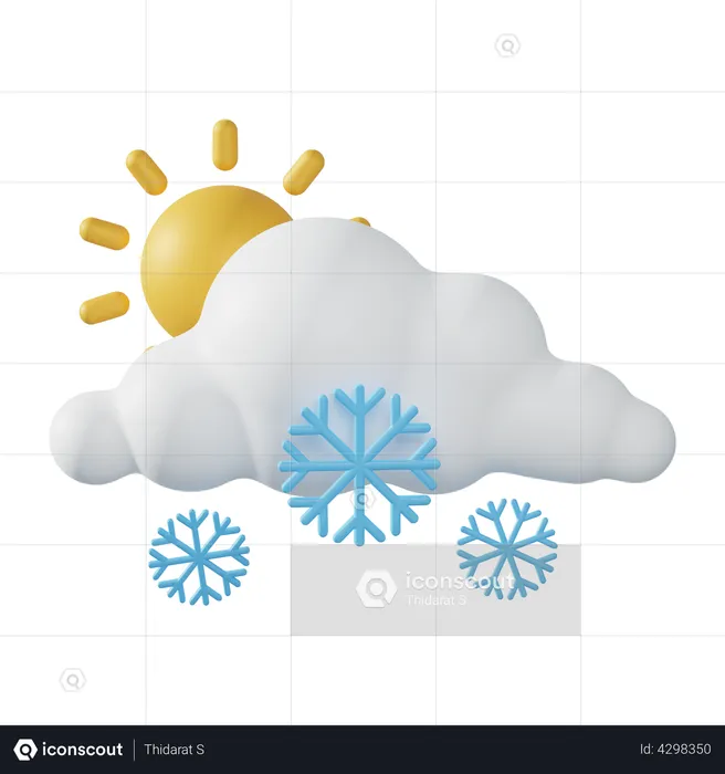 Snowing Sunny  3D Illustration