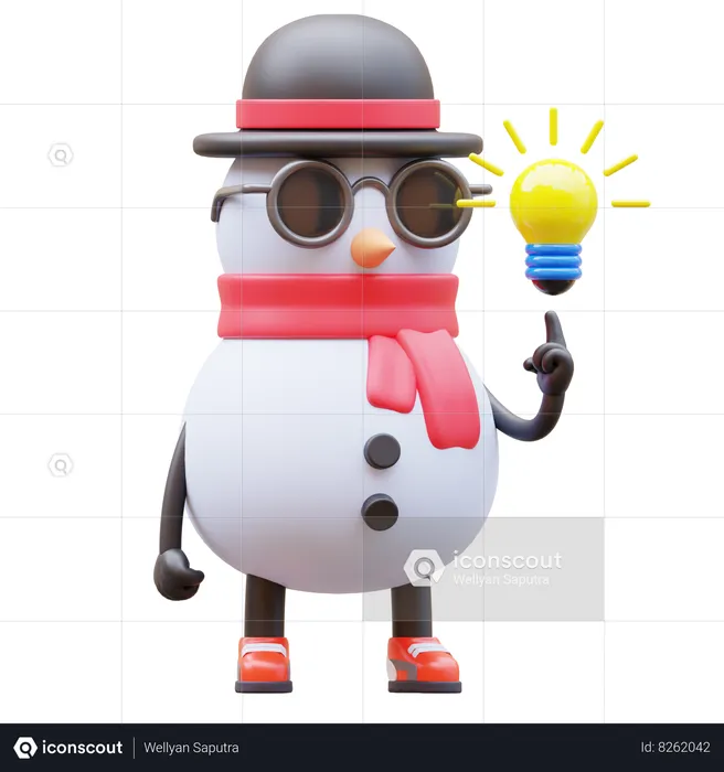 Snowman Character Get Idea  3D Illustration