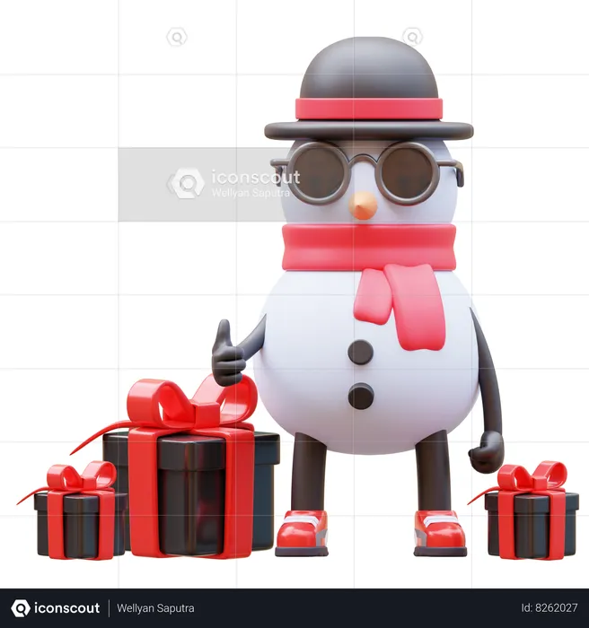 Snowman Character Has Gifts  3D Illustration