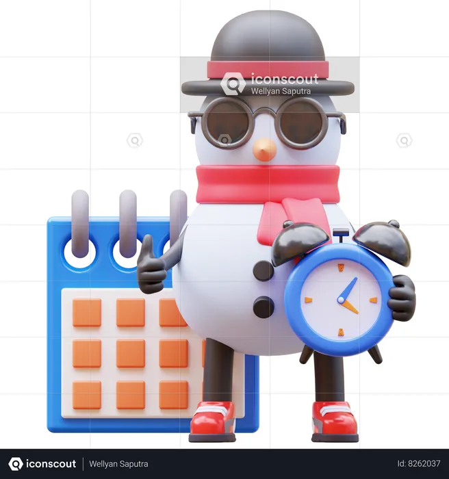 Snowman Character Making A Schedule For Deadline  3D Illustration