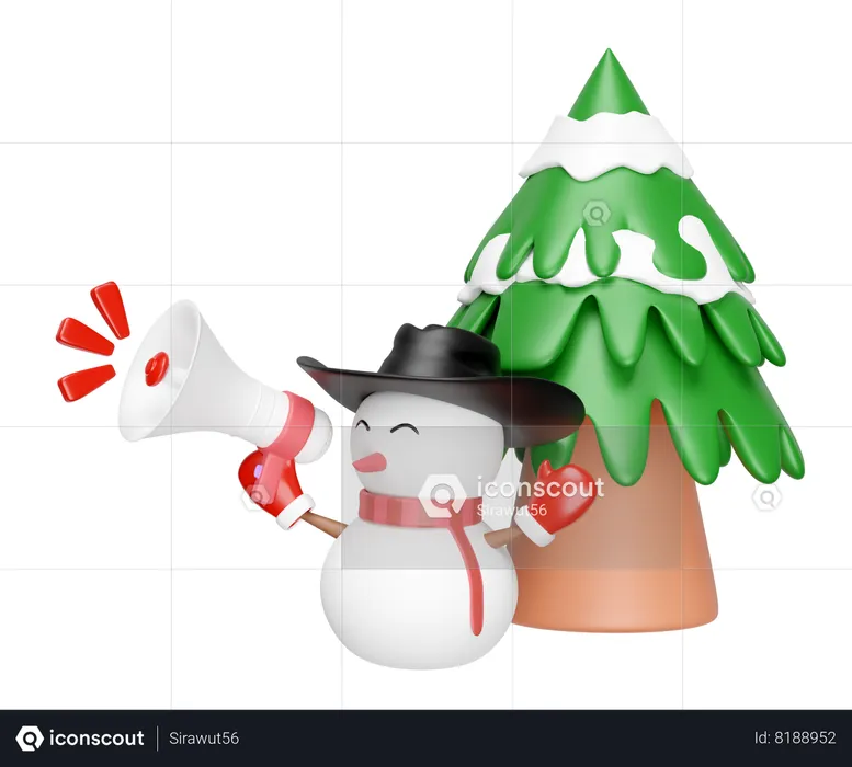 Snowman Holds Megaphone  3D Icon