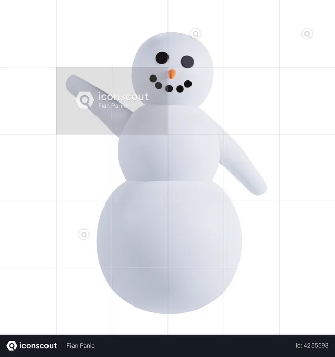 Snowman Say Hello  3D Illustration