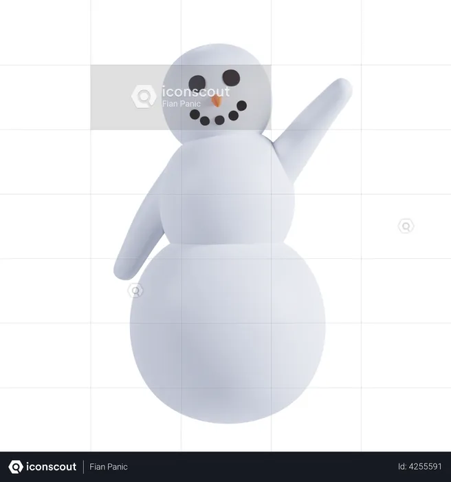 Snowman Say Waving Hand  3D Illustration