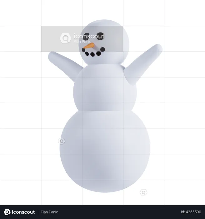 Snowman Waning Hands  3D Illustration
