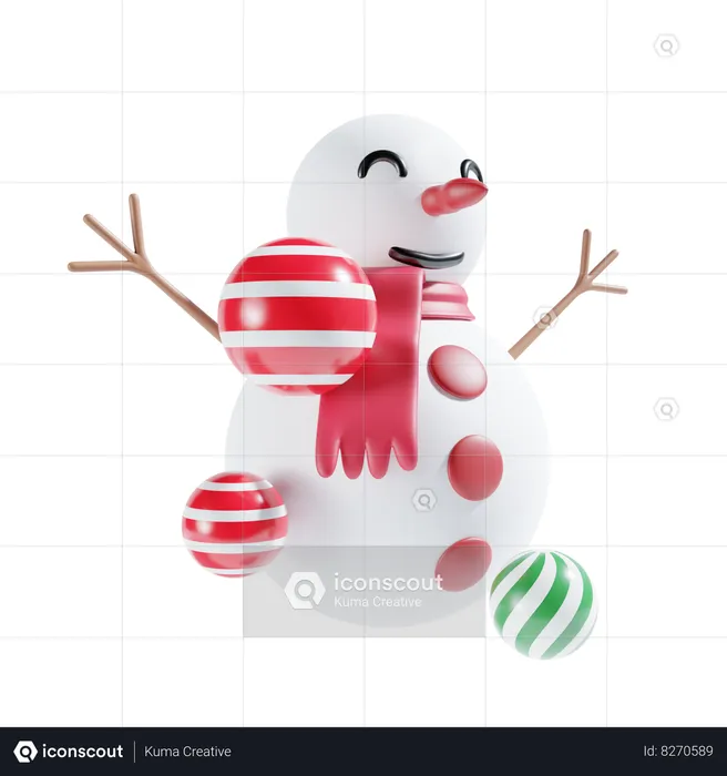 Snowman With Ball  3D Icon