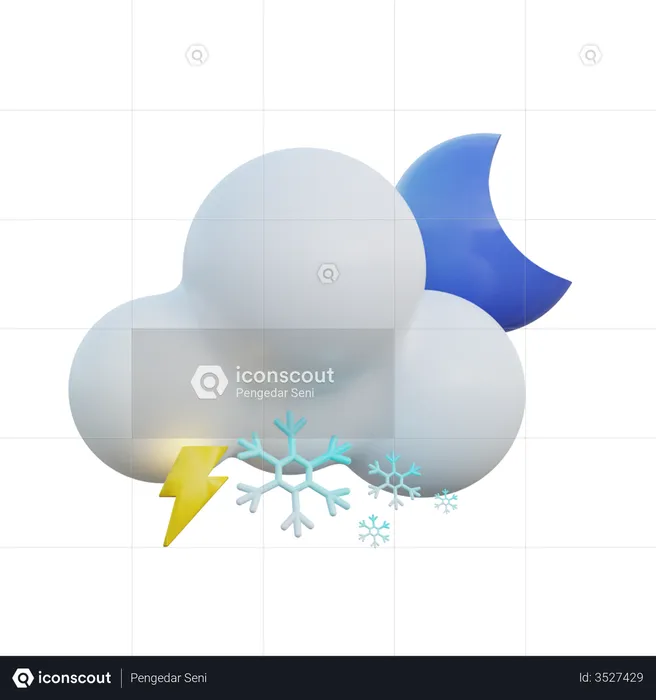 Snowy And Lightning Clear Night  3D Icon