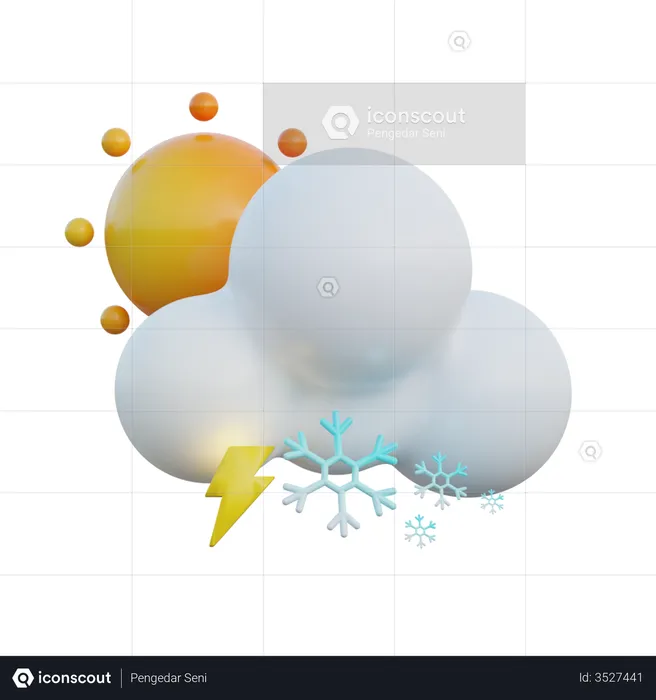Snowy Day And Thunder  3D Icon