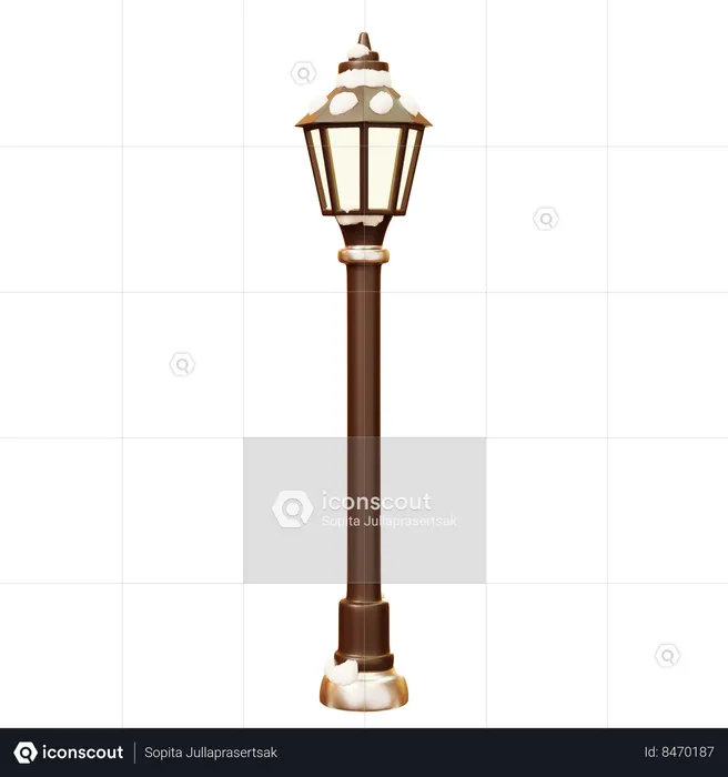 Snowy Street Lamp  3D Icon