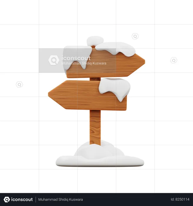Snowy Wood Signboard  3D Icon