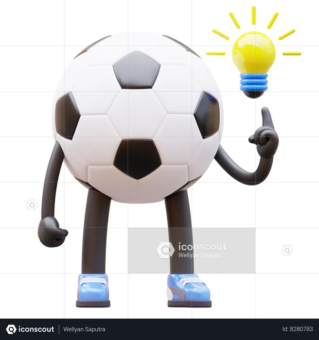 Soccer Ball Character Get Idea  3D Illustration