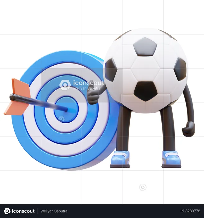 Soccer Ball Character With Target  3D Illustration