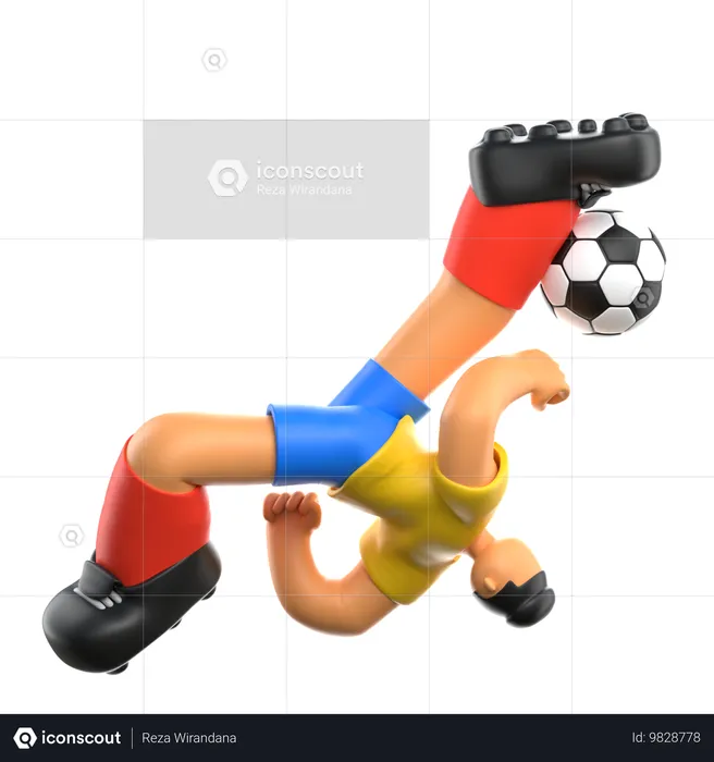 Soccer Player doing kick to football  3D Illustration