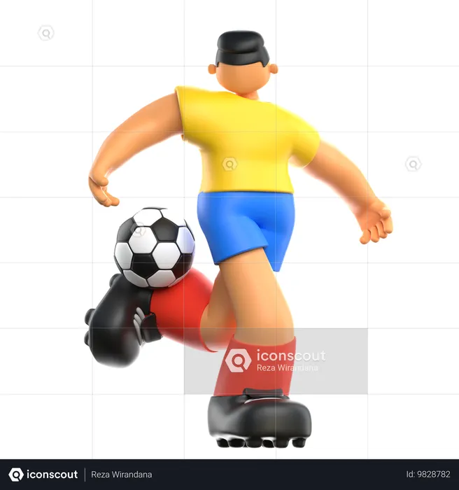 Soccer Player doing kick to football  3D Illustration