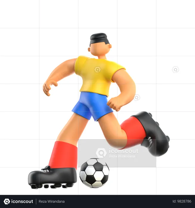 Soccer Player doing kick to football  3D Illustration