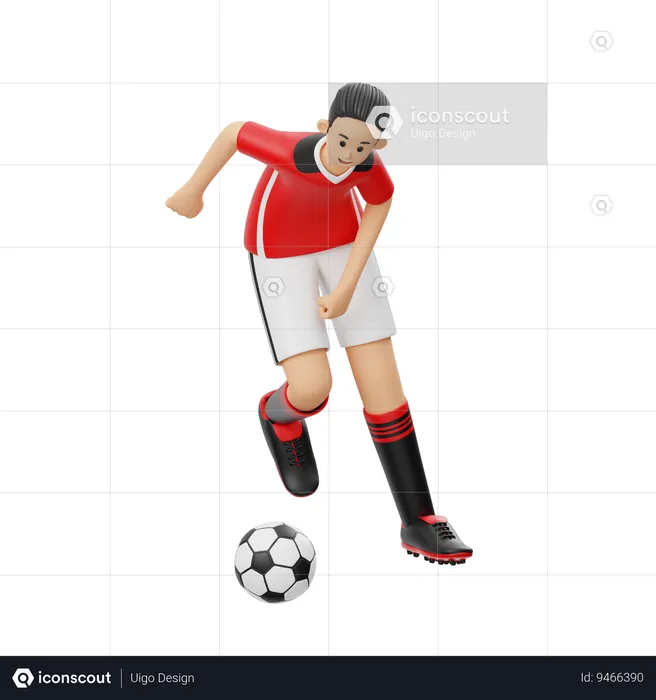 Soccer Player Dribbling Skill  3D Illustration