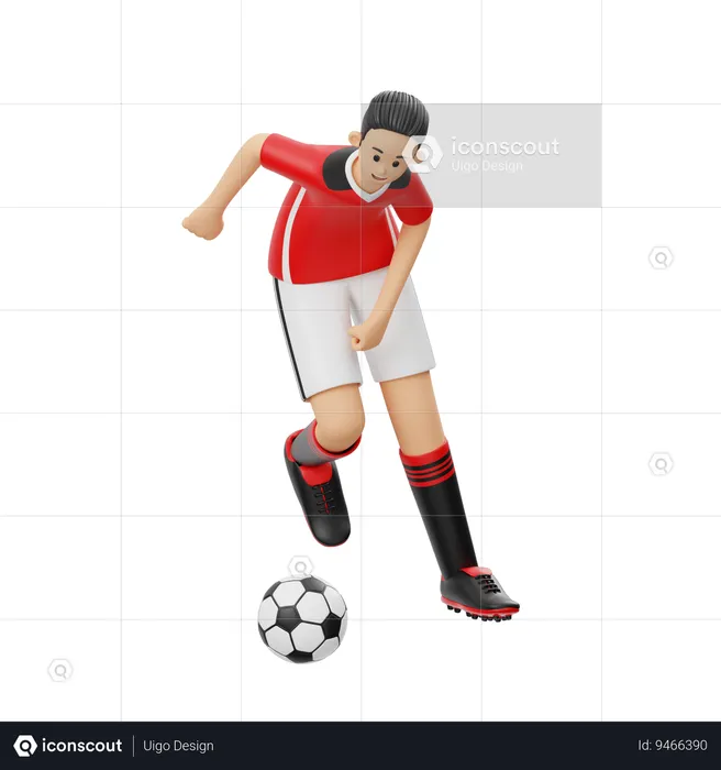 Soccer Player Dribbling Skill  3D Illustration