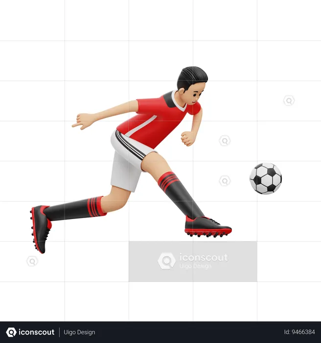 Soccer Player Kick Ball  3D Illustration
