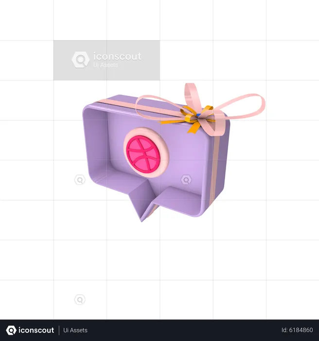 Social giftbox with dribbble  3D Icon