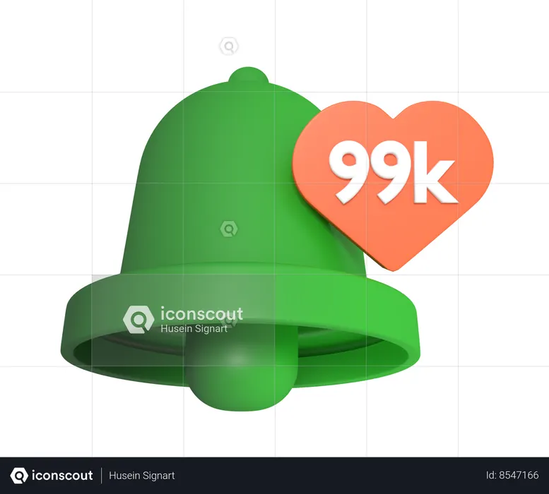Social Media 99 K Like Notification  3D Icon