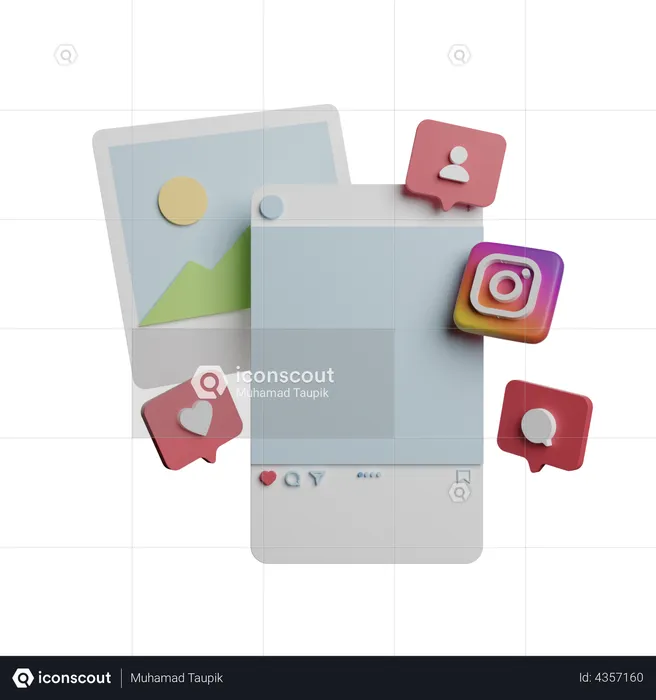 Social Media App  3D Illustration