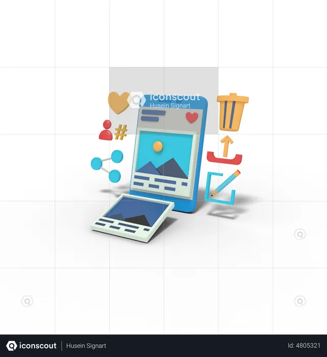 Social Media App  3D Illustration