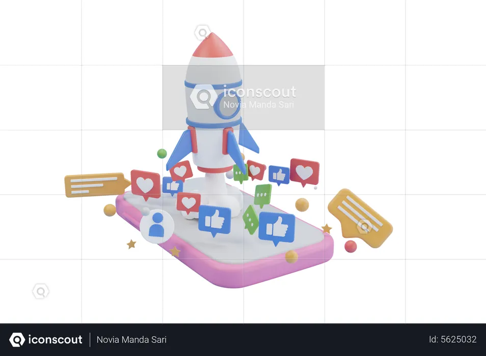 Social Media Boosting  3D Illustration