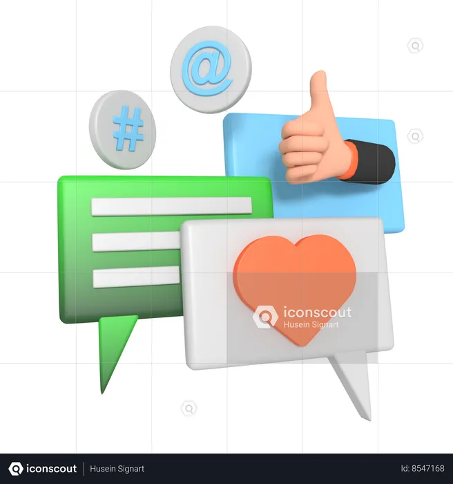 Social Media Bubble Chatting Love  3D Icon
