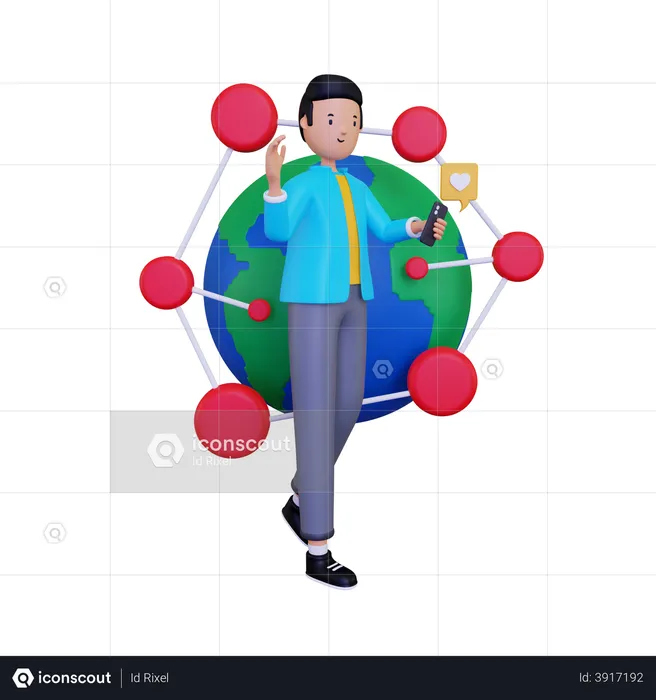 Social media connection  3D Illustration