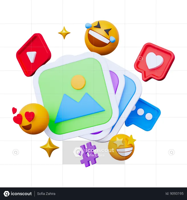 Social Media Content  3D Icon