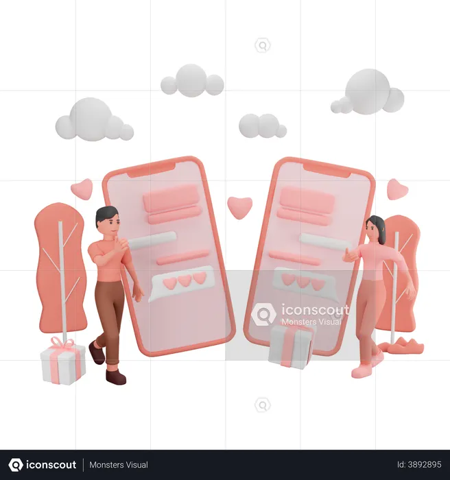Social Media Dating  3D Illustration