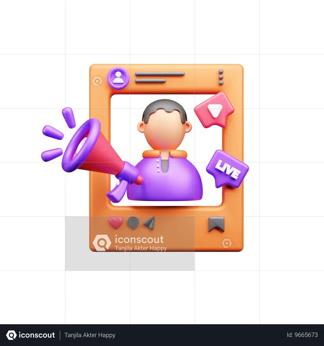 Social Media Live  3D Icon