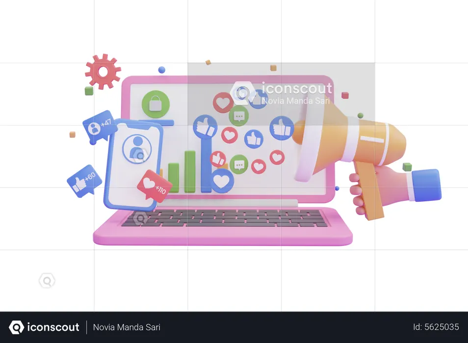 Social Media Marketing  3D Icon