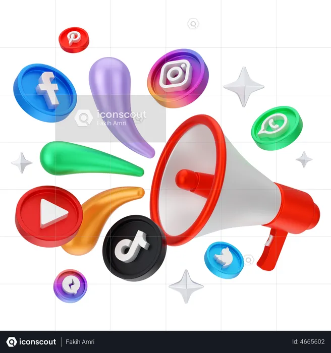 Social media marketing promotion  3D Illustration