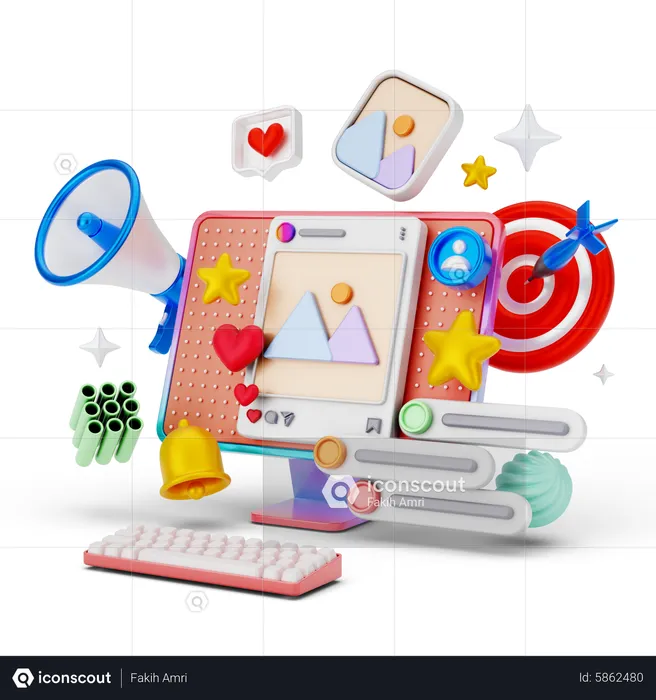 Social Media Marketing Promotion  3D Illustration