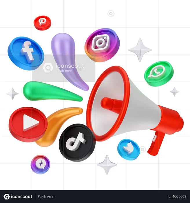 Social-Media-Marketing-Werbung  3D Illustration