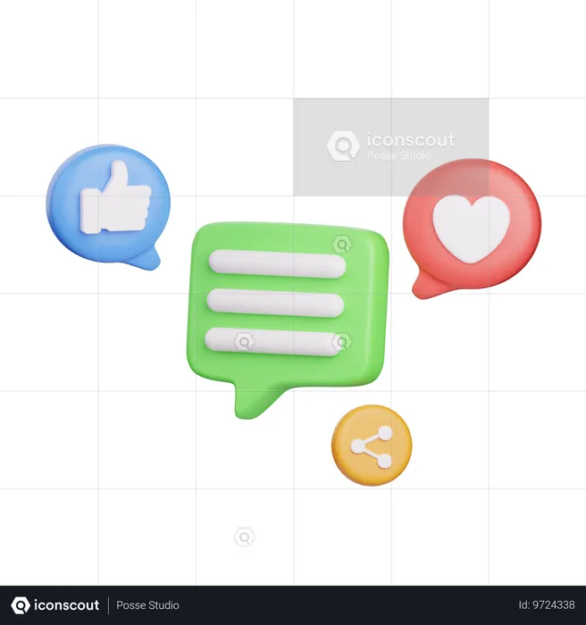 Social Media Message  3D Icon