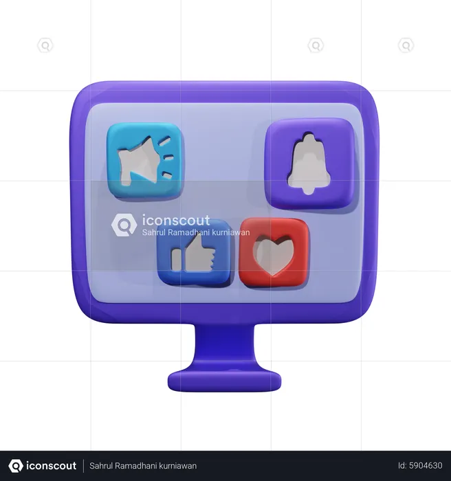 Social Media Monitor  3D Icon
