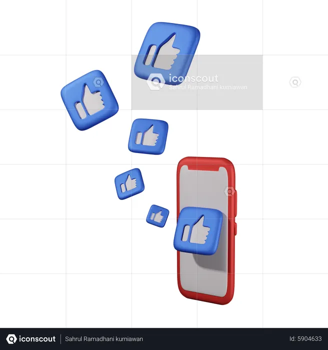 Social Media Thumbs Ups  3D Icon