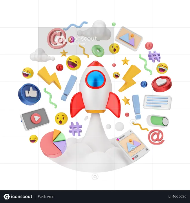 Social Media und digitales Marketing  3D Illustration