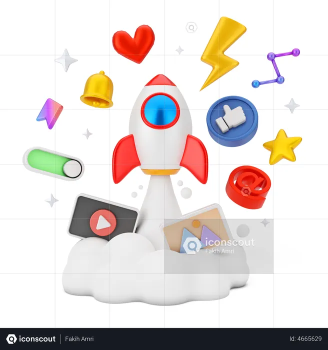 Social Media und digitales Marketing  3D Icon