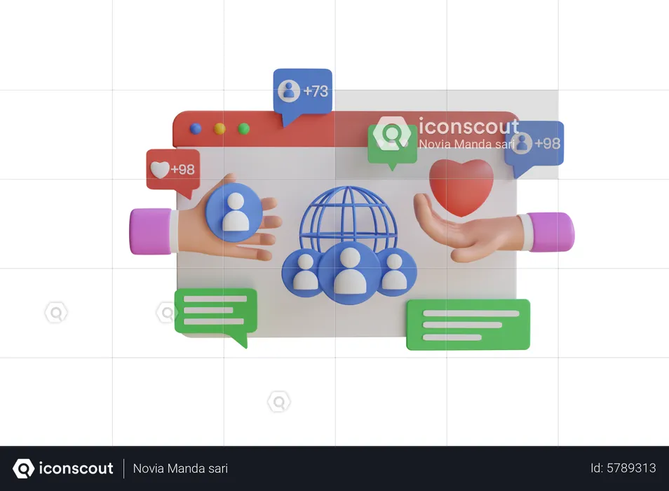 Social Network User Interface  3D Icon